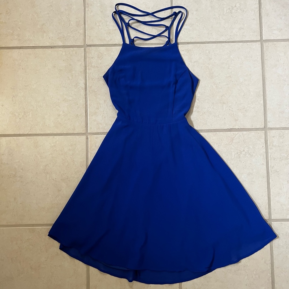 Lulu’s Blue Open Back Strappy Dress Size XS